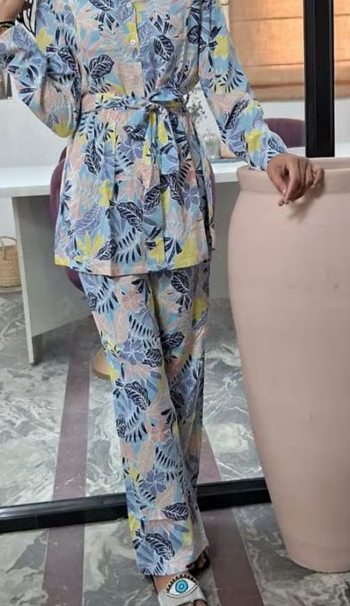 Pastel Leaf Printed Wrap Set – Breezy Luxe