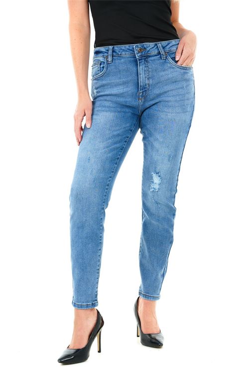 Rip Skinny Mid Blue Wash Size 34