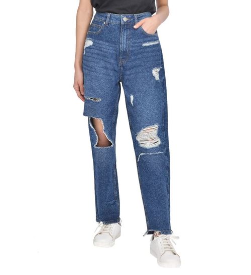 TORN HEM RIP MOM DARK WASH 10