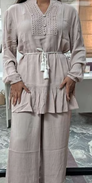 Taupe Embroidered 3-Piece Suit – Subtle Sophistication