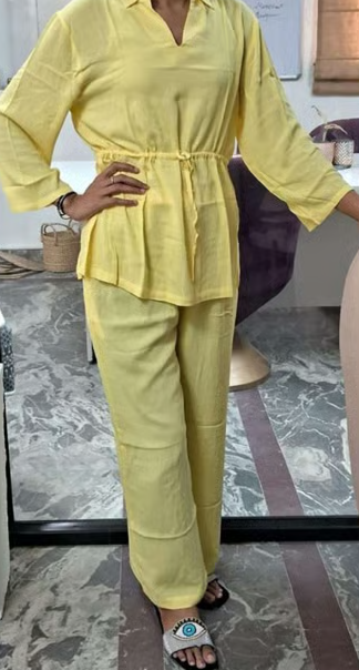 Mustard Wrap Co-ord Set – Modern Desi Vibe