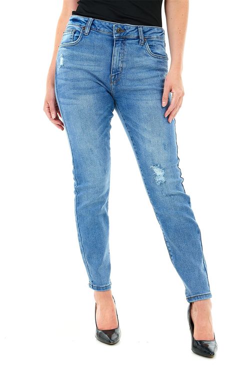 Rip Skinny Mid Blue Wash Size 34