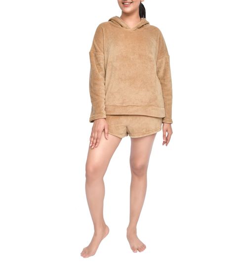 LADIES FLEECE HOODIE & SHORT SET TOFF XL