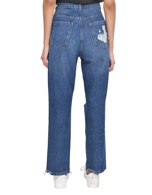 TORN HEM RIP MOM DARK WASH 10